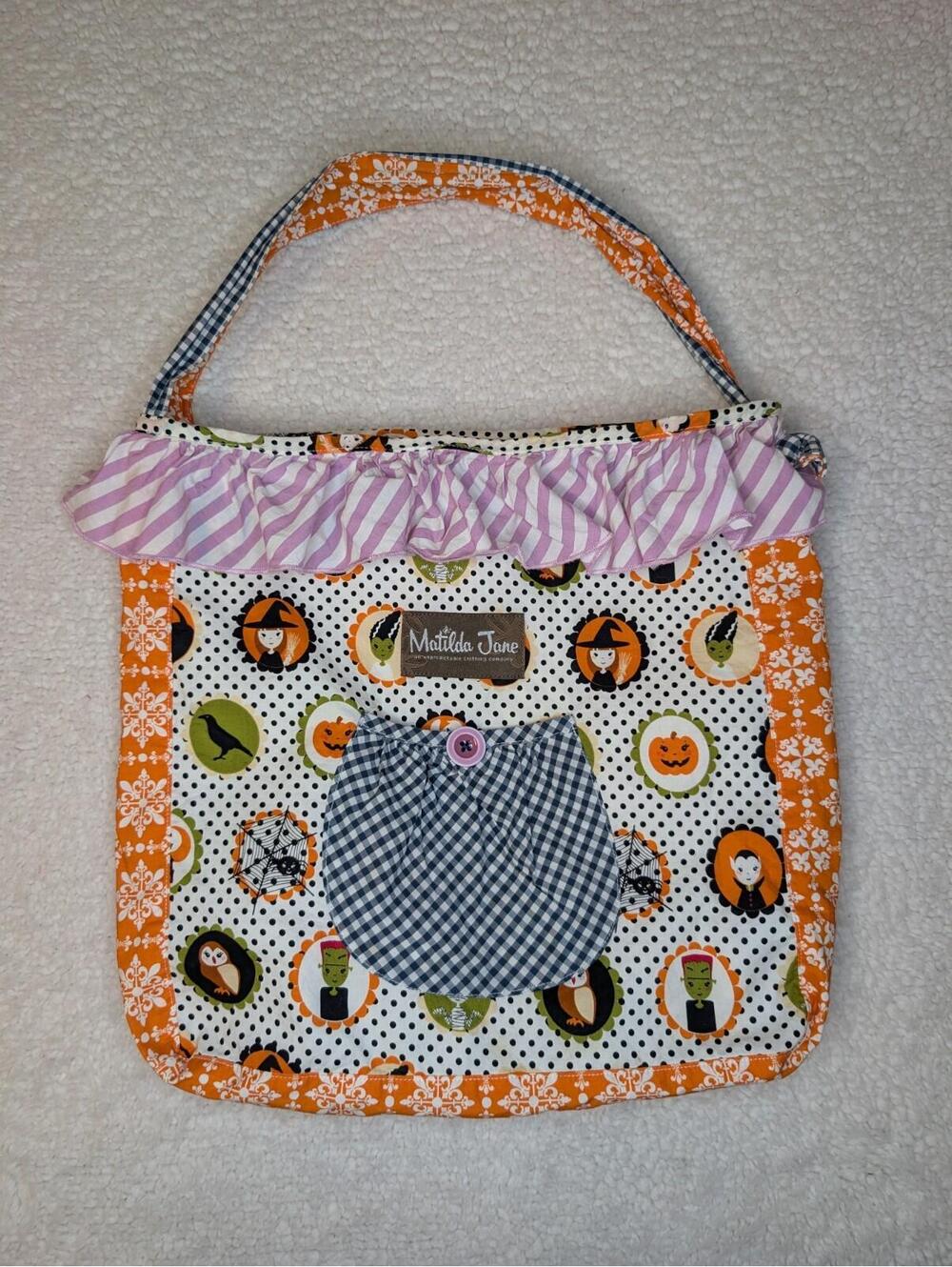 Matilda Jane Halloween Shoulder Bag Fabric Candy Trick Or Treat Reversible Tote